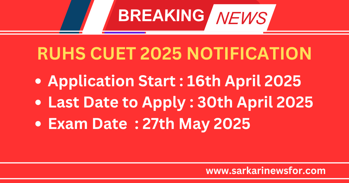 RUHS CUET 2025 NOTIFICATION